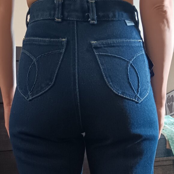 Vintage Bleans Denim Jeans 1970s Dark Wash Stretchy Cotton Deadstock NOS - Picture 5 of 16